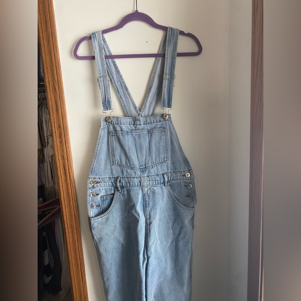 Parke light wash jean overalls